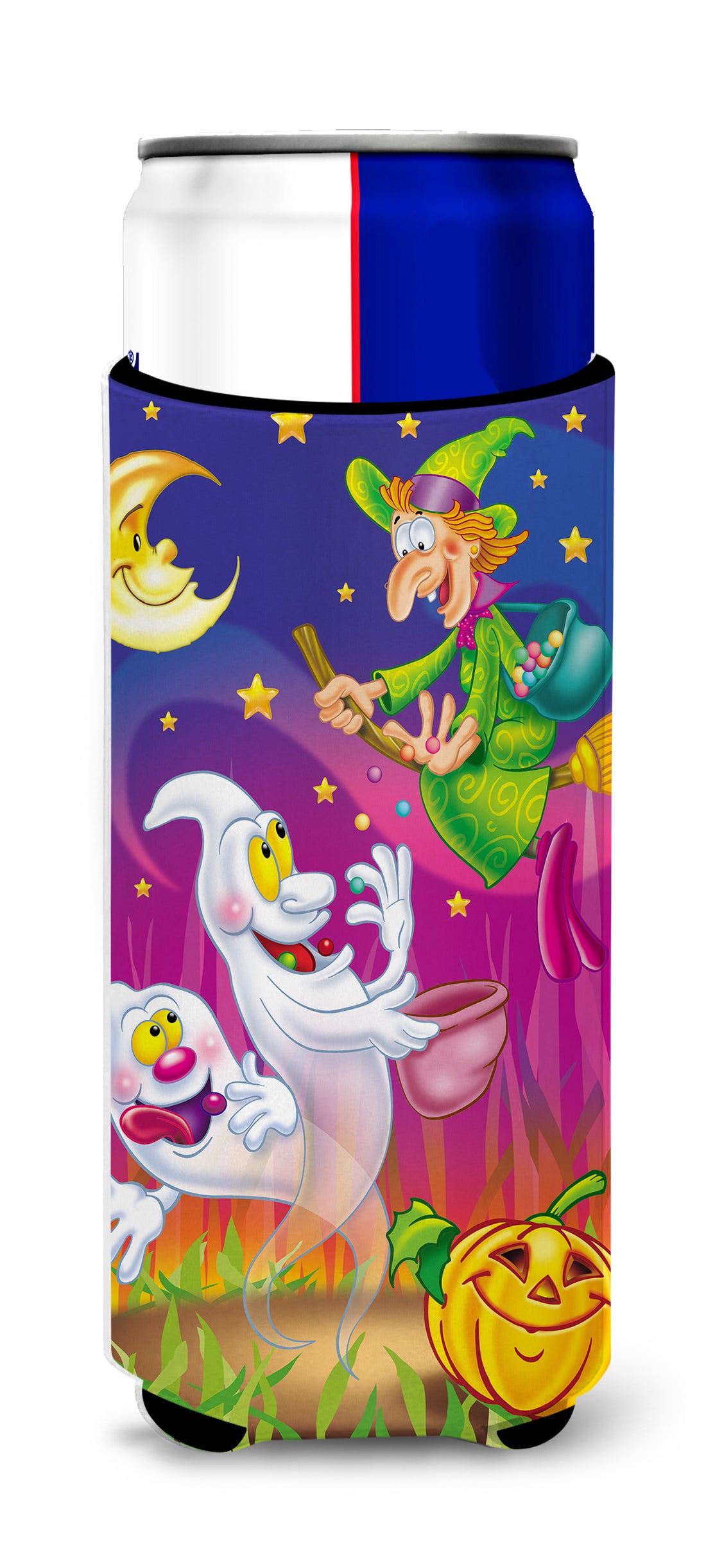 Witch and Ghosts Halloween Ultra Beverage Insulators for slim cans APH3799MUK  the-store.com.