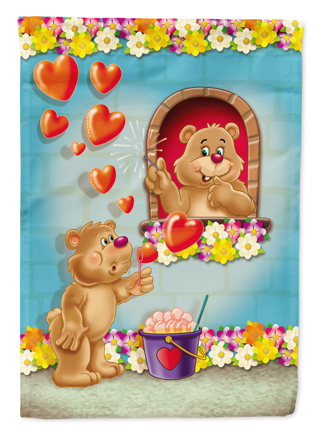 Teddy Bear Romeo and Juliet Love Flag Garden Size APH3815GF