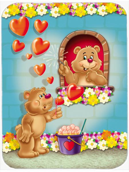 Teddy Bear Romeo and Juliet Love Glass Cutting Board Large APH3815LCB by Caroline&#39;s Treasures