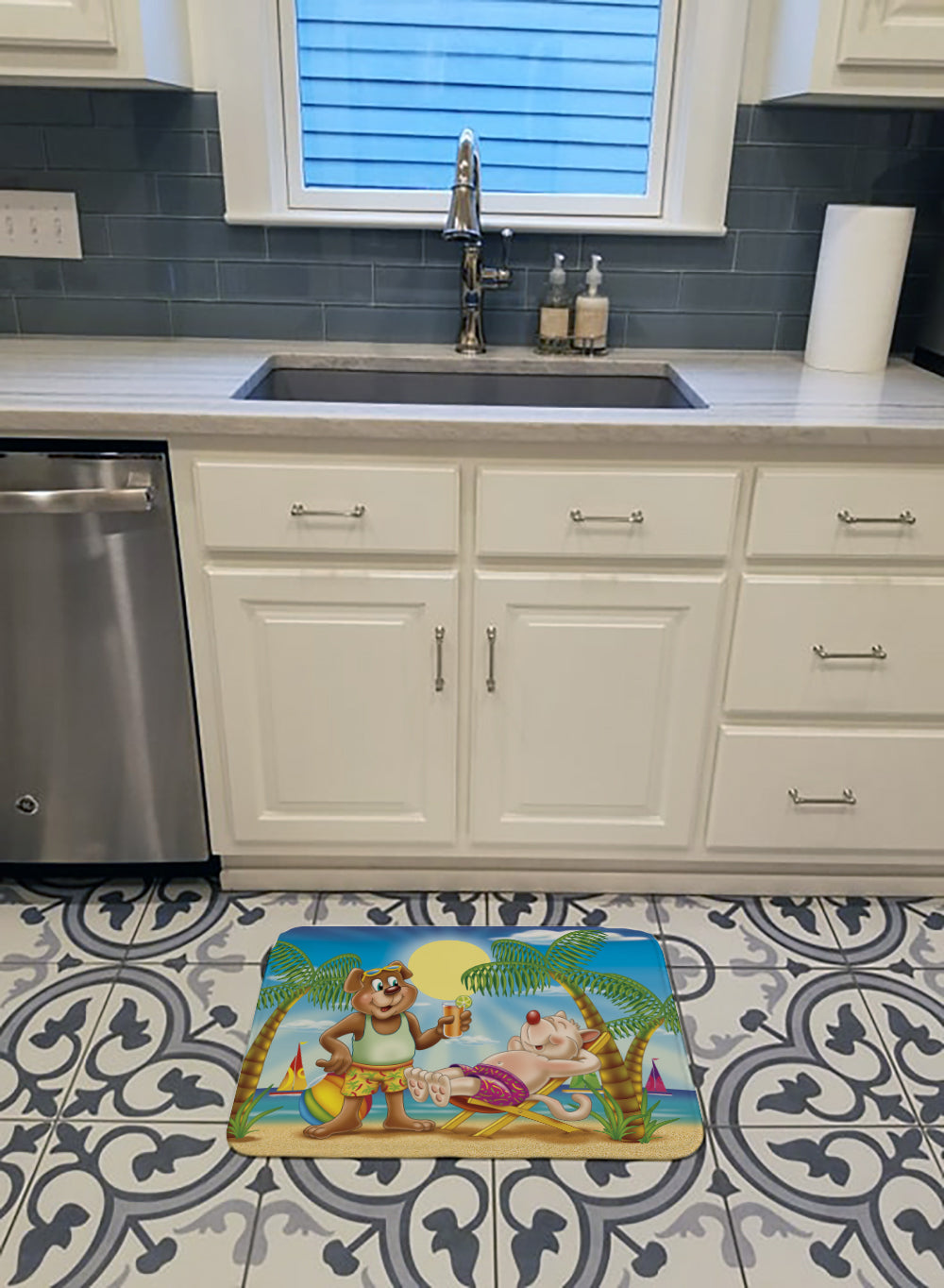 Bears Relaxing at the Beach Machine Washable Memory Foam Mat APH3817RUG - the-store.com