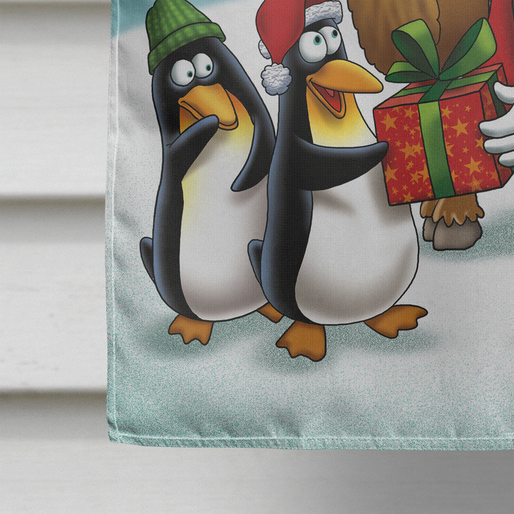 Santa Claus Christmas with the penguins Flag Canvas House Size APH3872CHF  the-store.com.