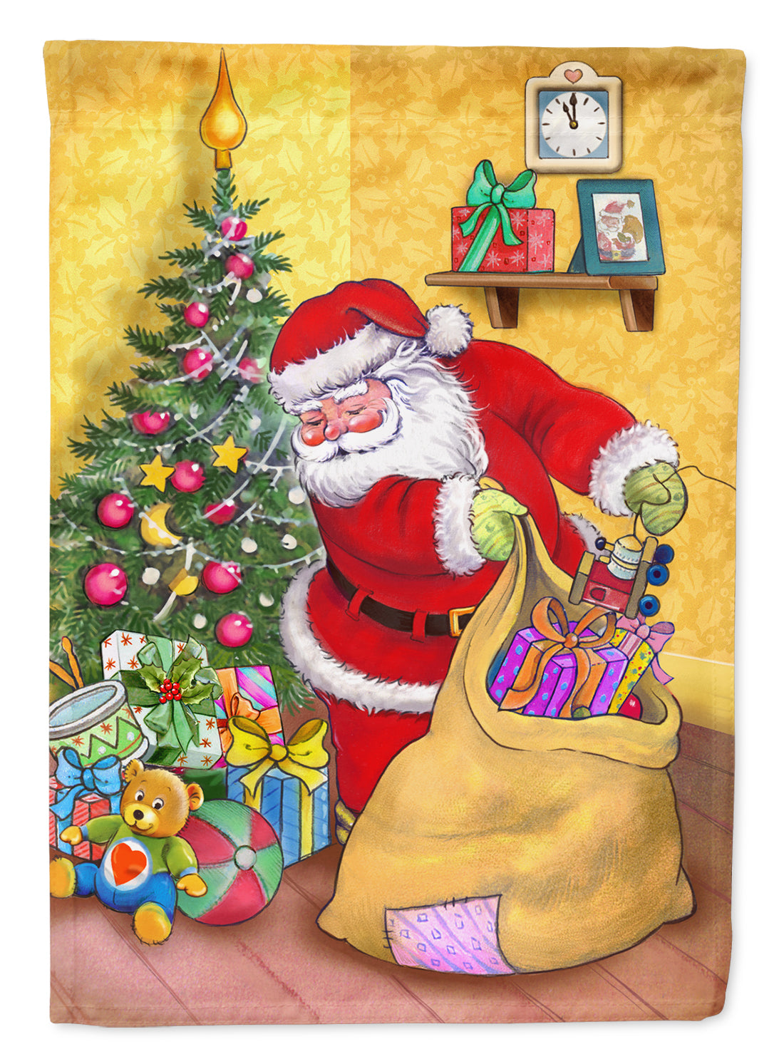 Christmas Santa and His Toys Flag Canvas House Size APH3923CHF  the-store.com.