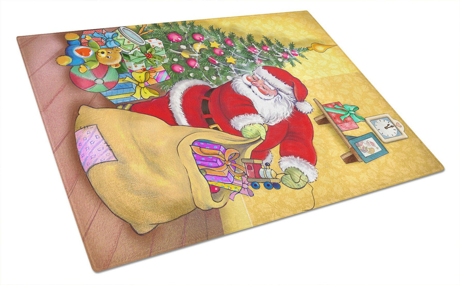 Christmas Santa and His Toys Glass Cutting Board Large APH3923LCB by Caroline's Treasures