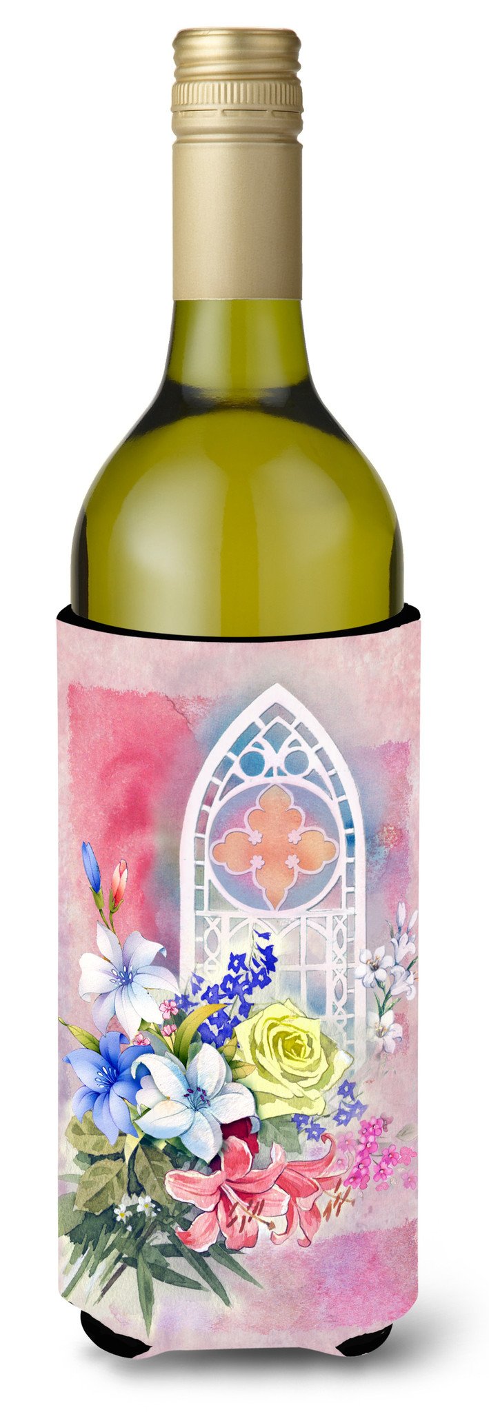 Church Window and Flowers Wine Bottle Beverge Insulator Hugger APH3934LITERK by Caroline&#39;s Treasures