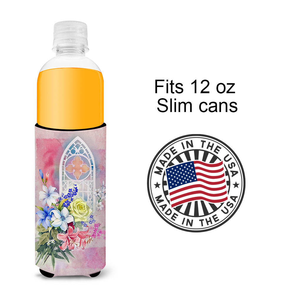 Church Window and Flowers  Ultra Hugger for slim cans APH3934MUK