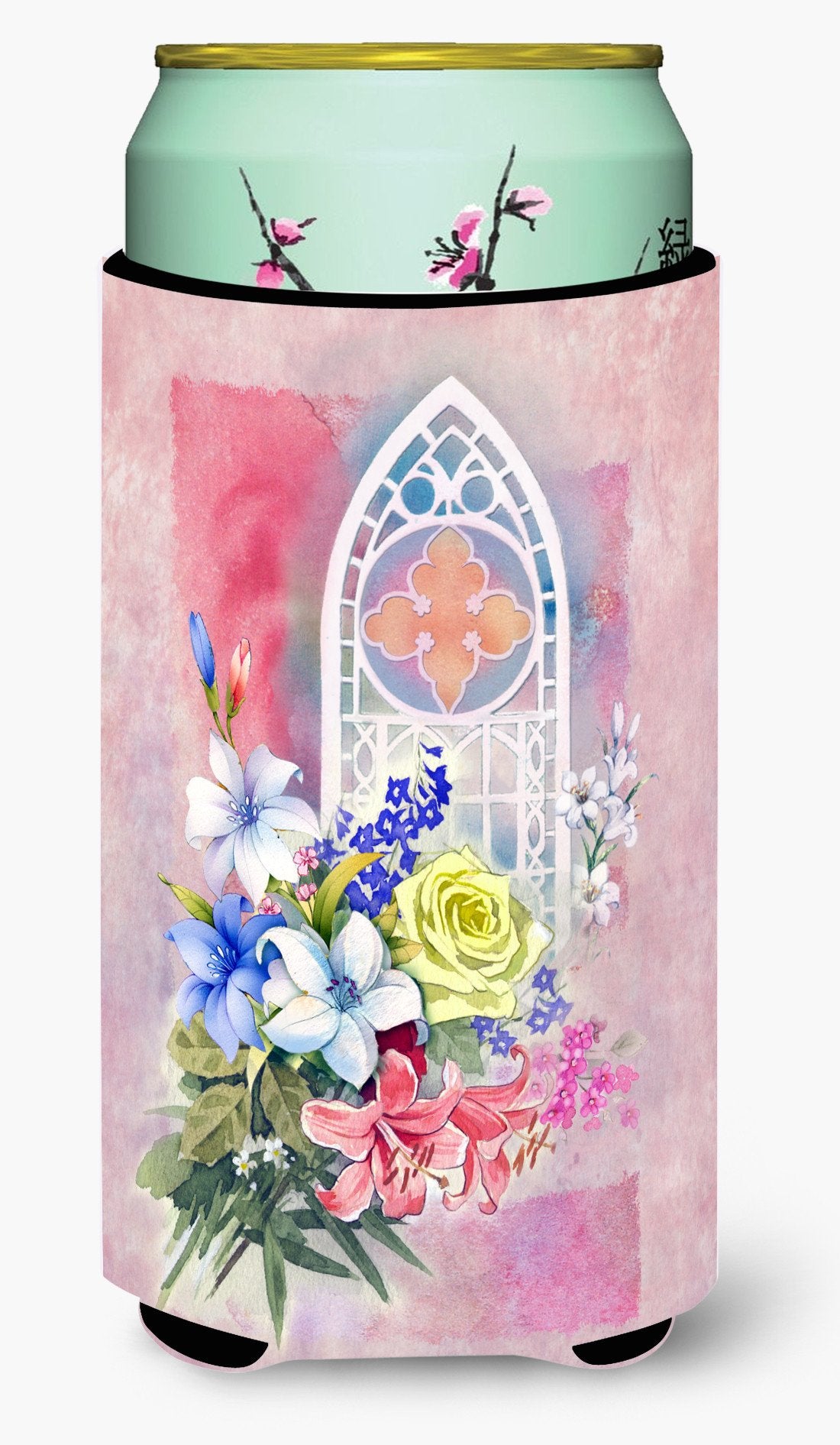 Church Window and Flowers Tall Boy Beverage Insulator Hugger APH3934TBC by Caroline's Treasures