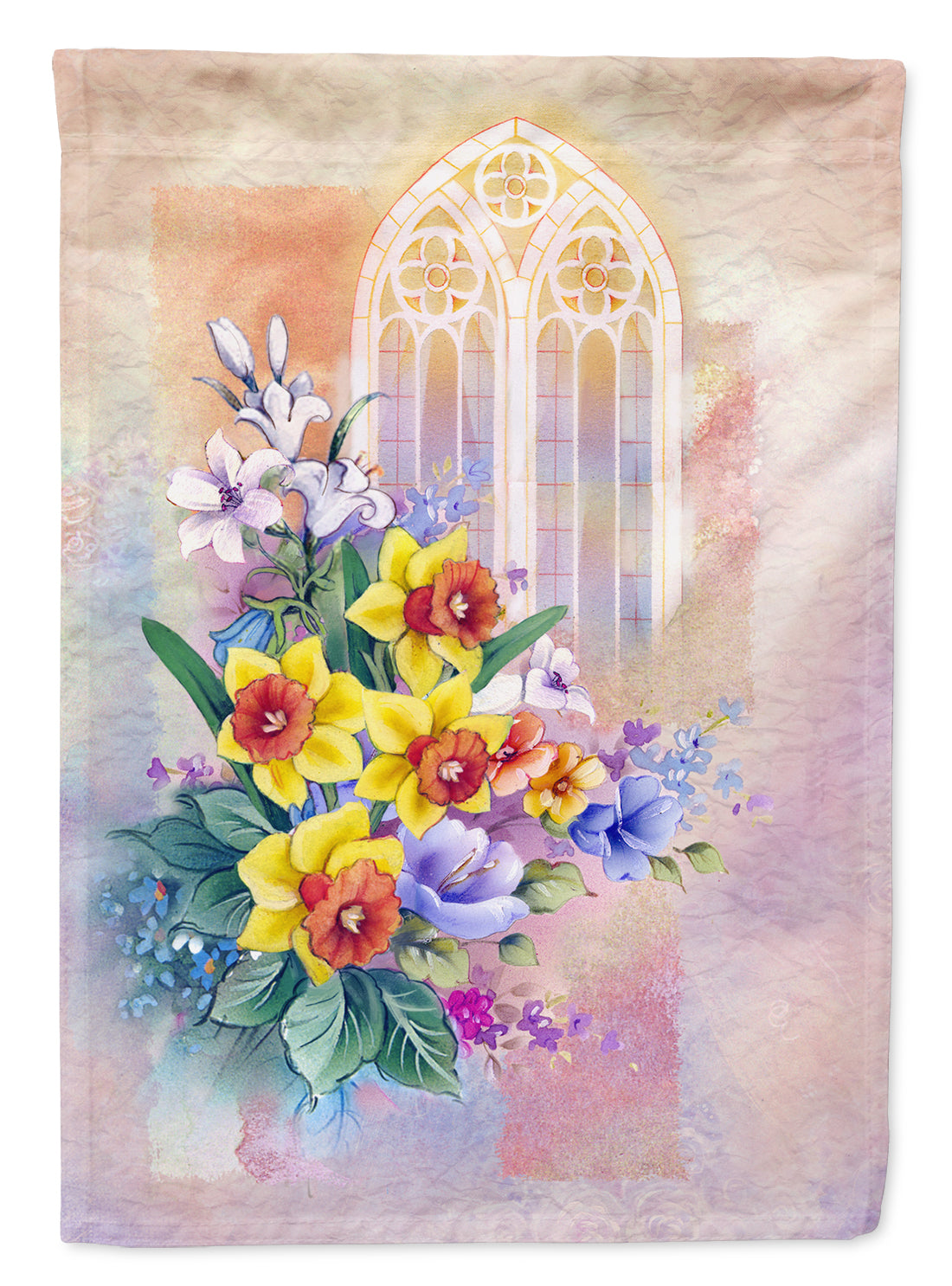 Church Window and Daffodils Flag Garden Size APH3935GF