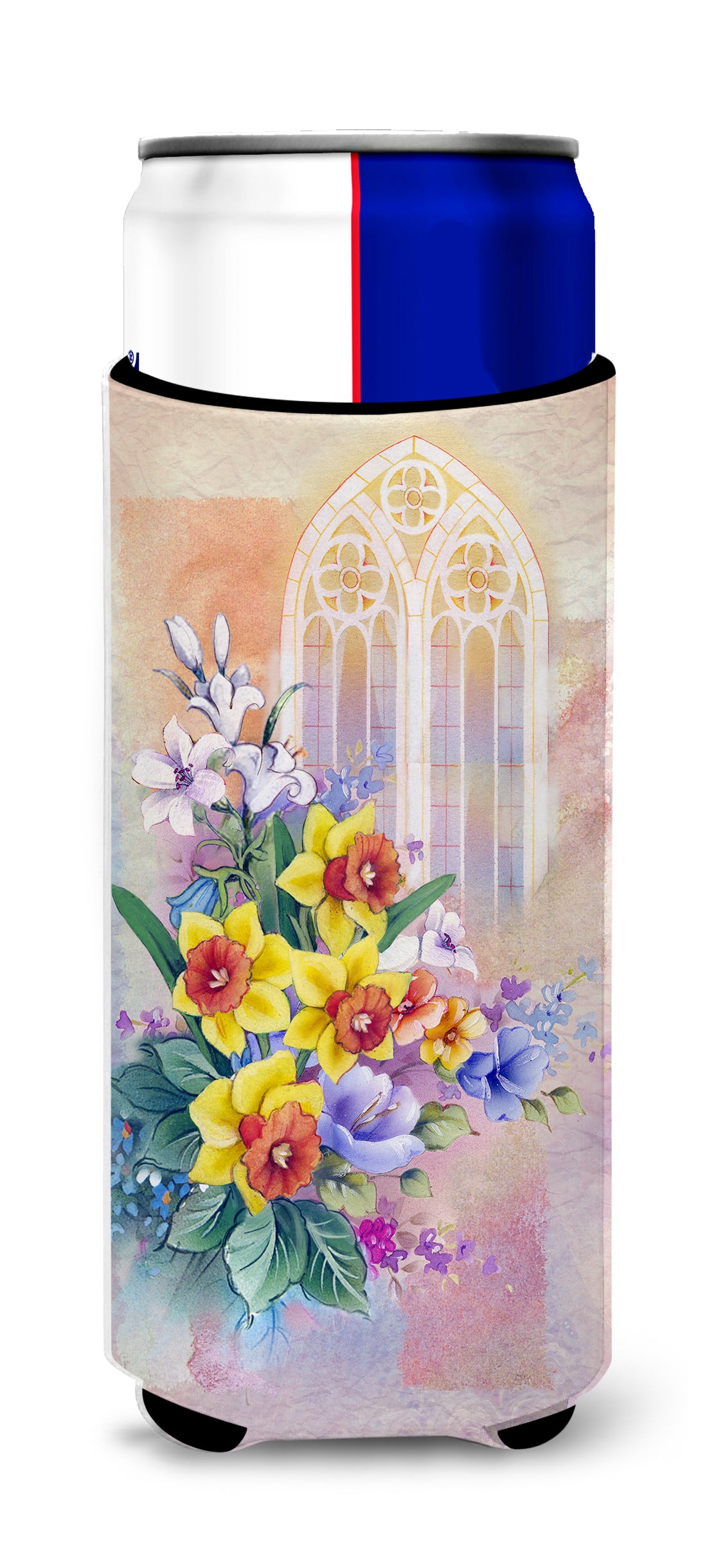 Church Window and Daffodils  Ultra Hugger for slim cans APH3935MUK