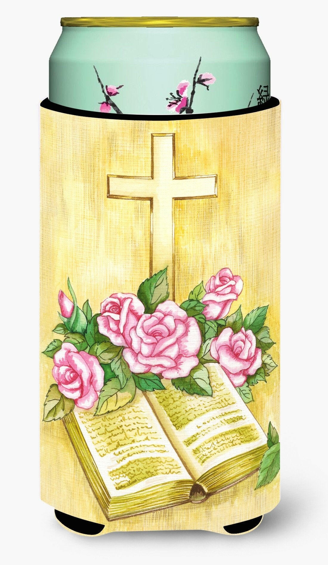 Easter Cross and Bible with Roses Tall Boy Beverage Insulator Hugger APH4072TBC by Caroline&#39;s Treasures