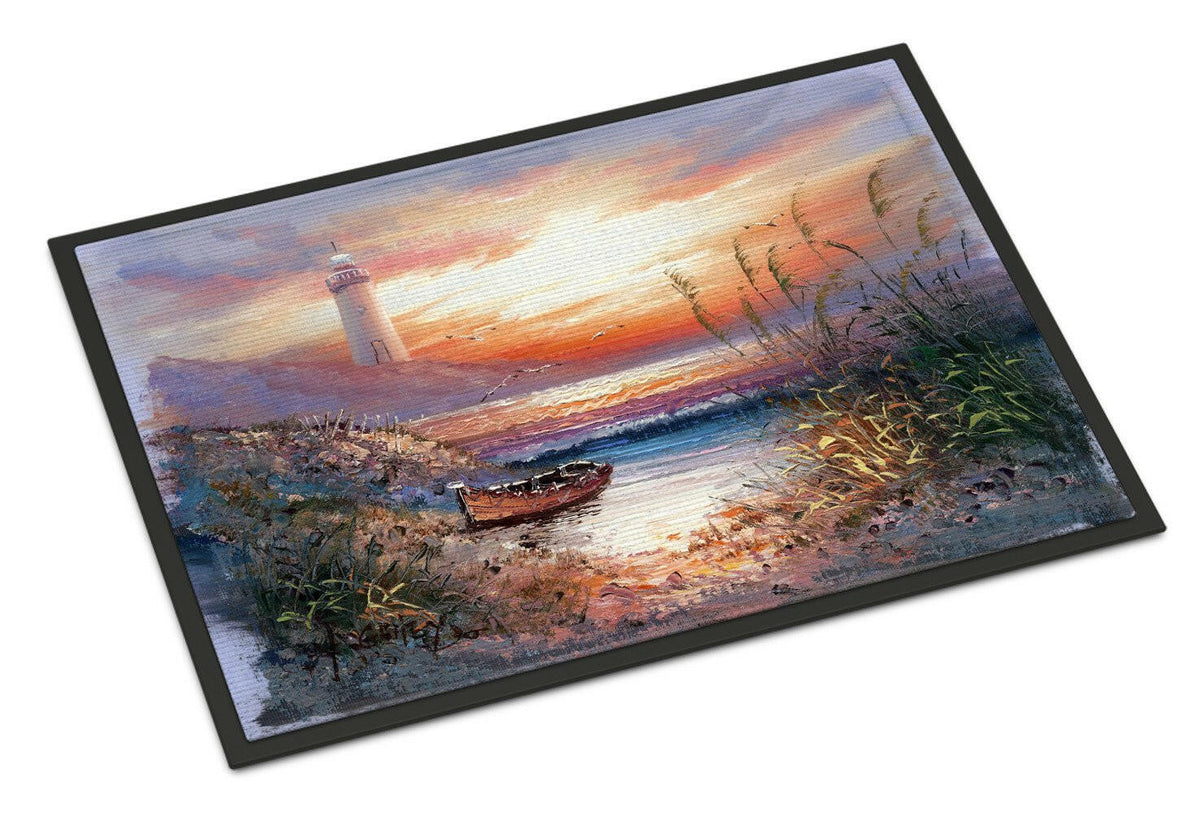 Lighthouse Scene with Boat Indoor or Outdoor Mat 24x36 APH4130JMAT - the-store.com
