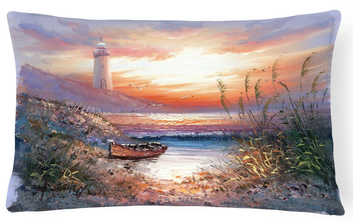 Lighthouse Scene with Boat Fabric Decorative Pillow APH4130PW1216 by Caroline&#39;s Treasures