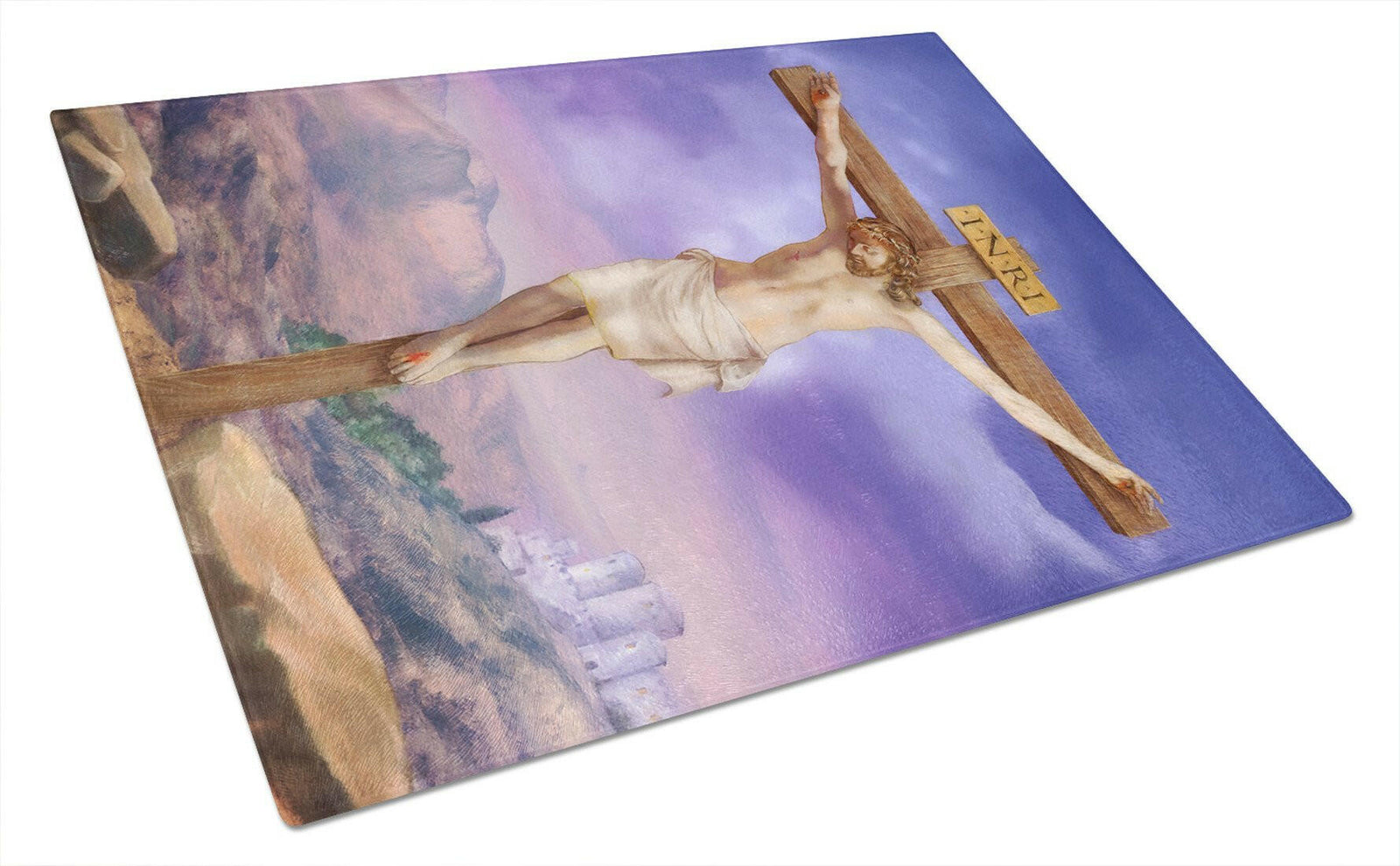 Easter Jesus Crucifixion Glass Cutting Board Large APH4517LCB by Caroline's Treasures