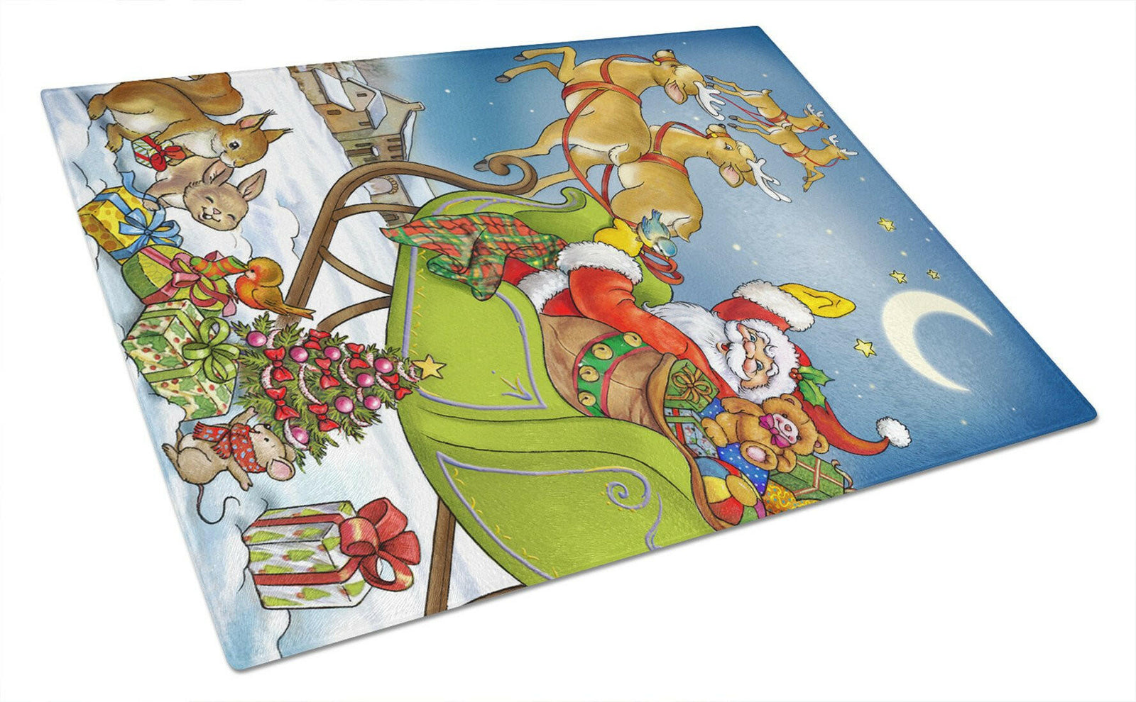 Christmas Santa taking Off Glass Cutting Board Large APH4570LCB by Caroline's Treasures