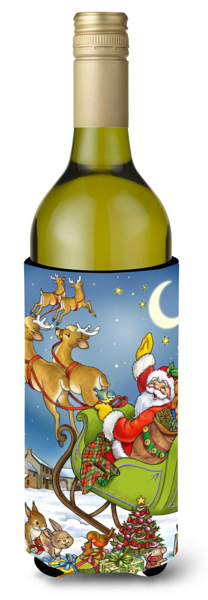 Christmas Santa taking Off Wine Bottle Beverage Insulator Hugger APH4570LITERK by Caroline's Treasures