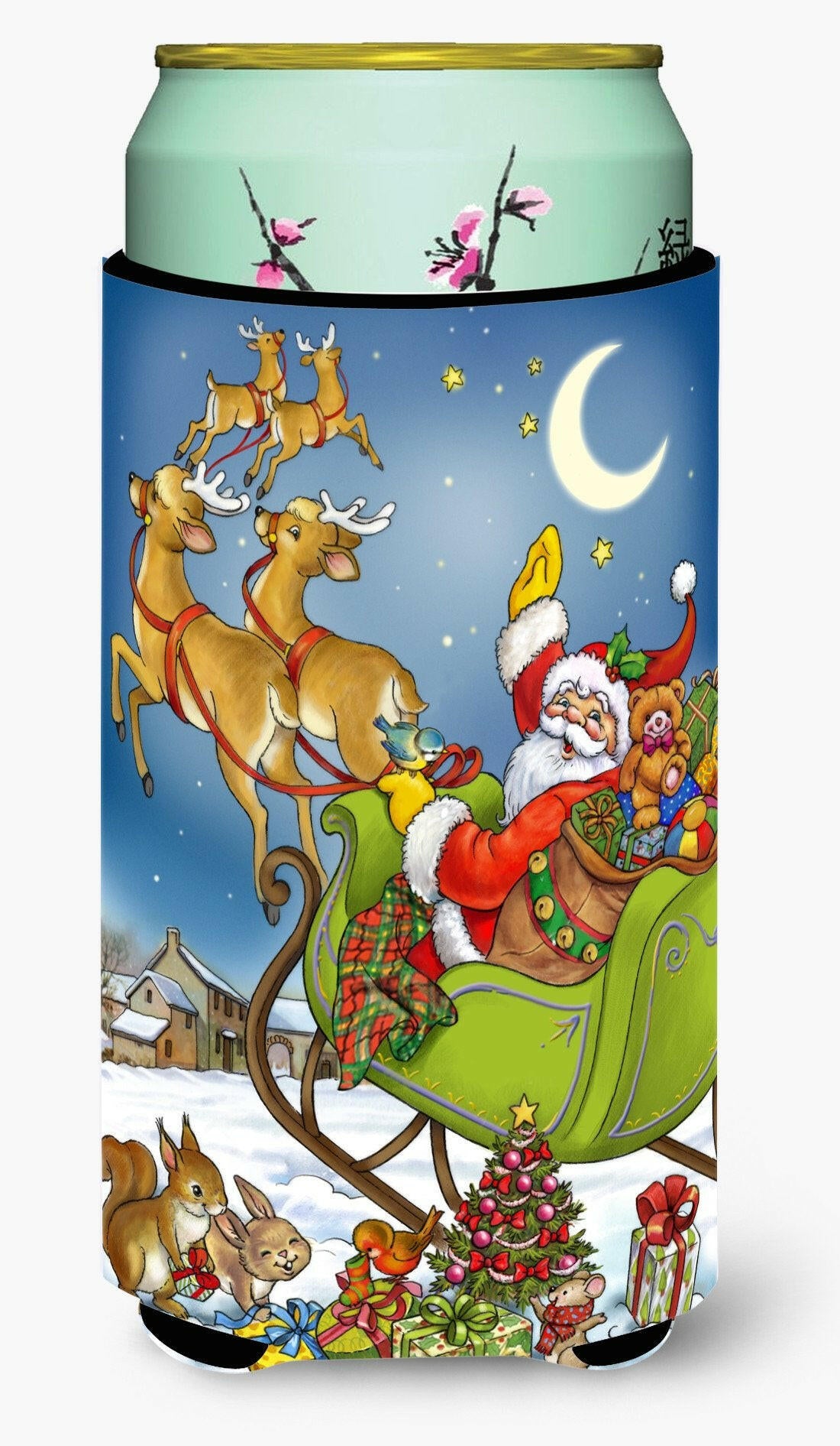 Christmas Santa taking Off Tall Boy Beverage Insulator Hugger APH4570TBC by Caroline's Treasures