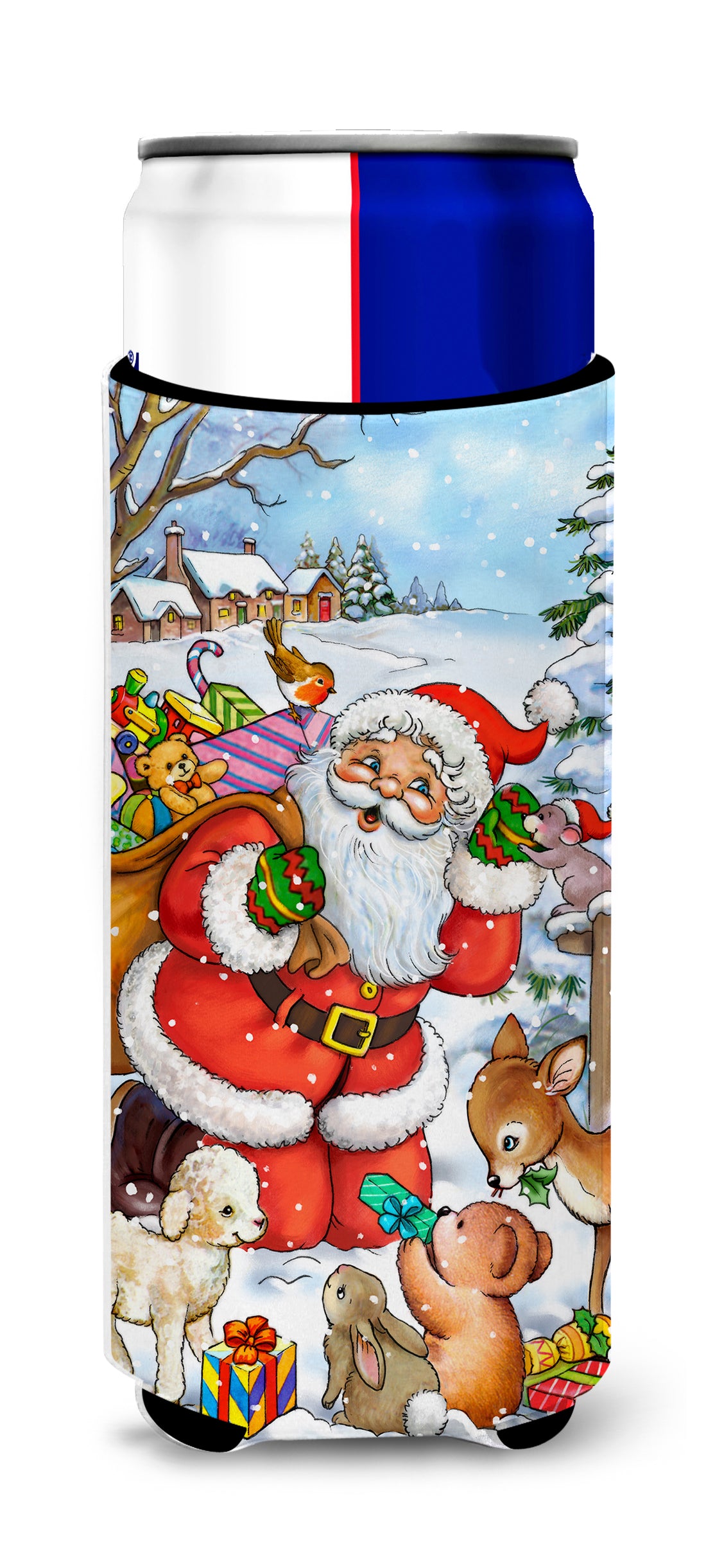 Christmas Santa Forrest Friends Ultra Beverage Insulators for slim cans APH4571MUK  the-store.com.