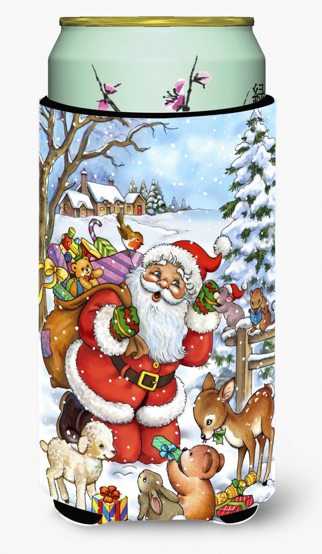 Christmas Santa Forrest Friends Tall Boy Beverage Insulator Hugger APH4571TBC by Caroline's Treasures