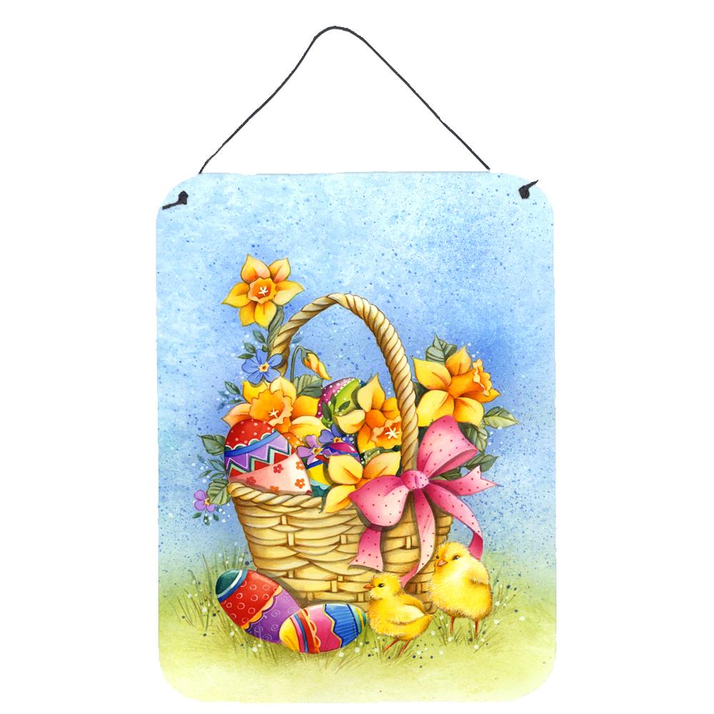 Easter Basket with Flowers Wall or Door Hanging Prints APH4709DS1216 by Caroline&#39;s Treasures
