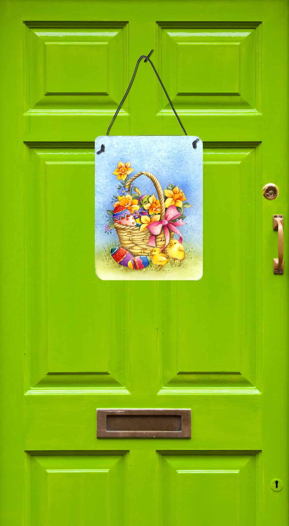 Easter Basket with Flowers Wall or Door Hanging Prints APH4709DS1216 by Caroline's Treasures