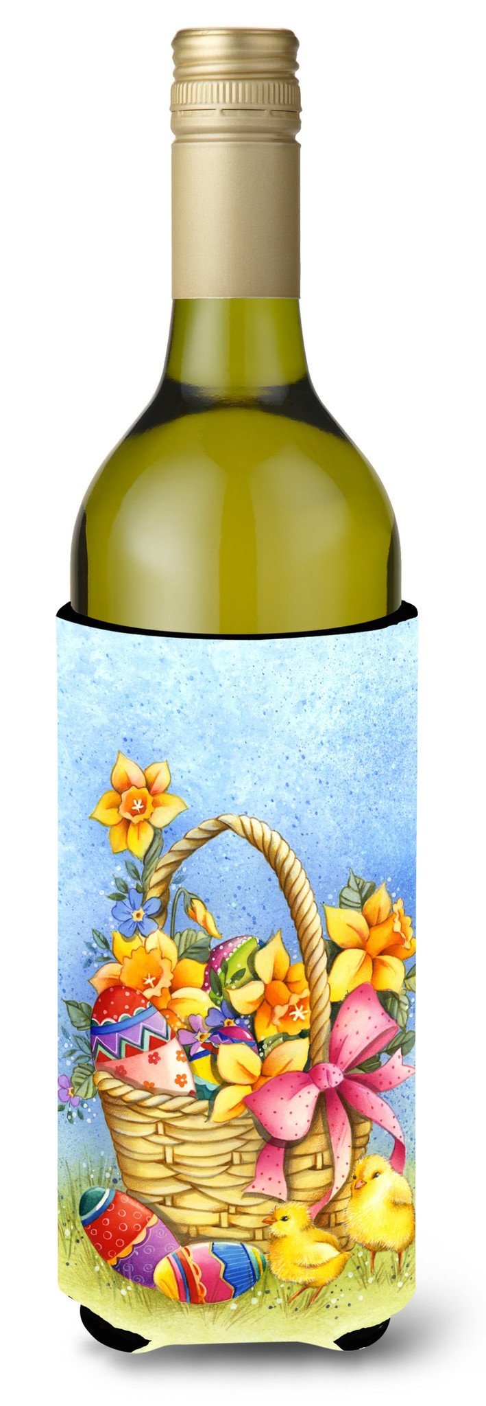Easter Basket with Flowers Wine Bottle Beverge Insulator Hugger APH4709LITERK by Caroline&#39;s Treasures