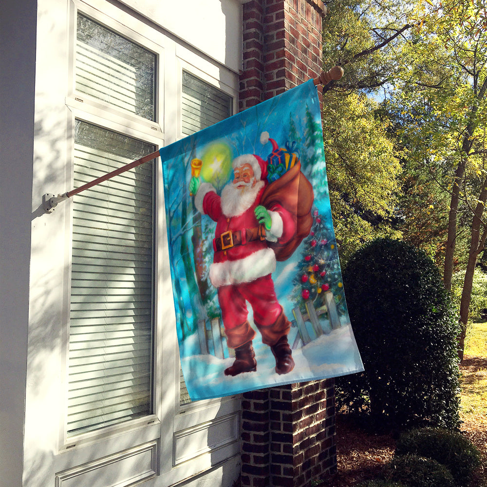 Christmas Santa Rining the Bell Flag Canvas House Size APH5001CHF  the-store.com.