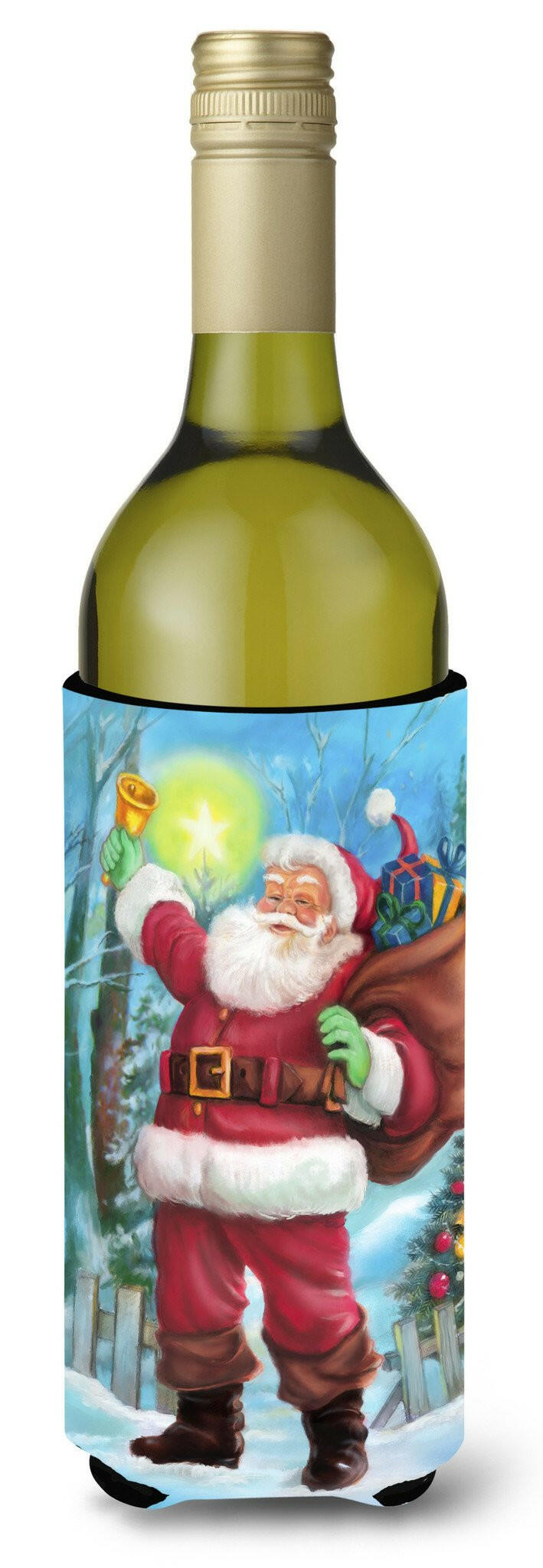 Christmas Santa Rining the Bell Wine Bottle Beverage Insulator Hugger APH5001LITERK by Caroline's Treasures