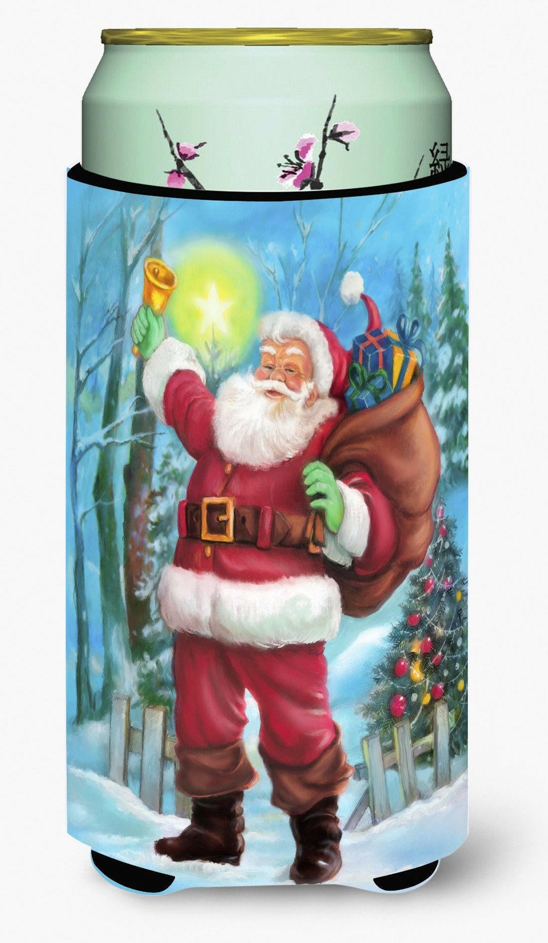 Christmas Santa Rining the Bell Tall Boy Beverage Insulator Hugger APH5001TBC by Caroline's Treasures