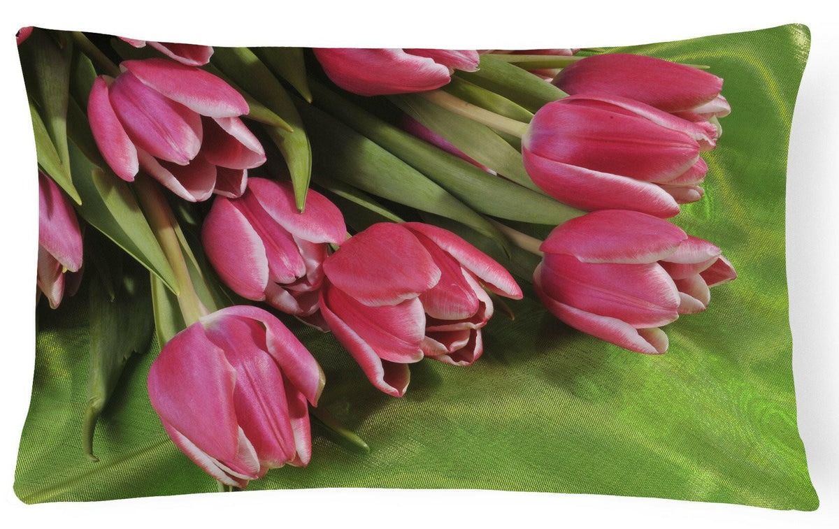 Pink Tulips Fabric Decorative Pillow APH5048PW1216 by Caroline&#39;s Treasures