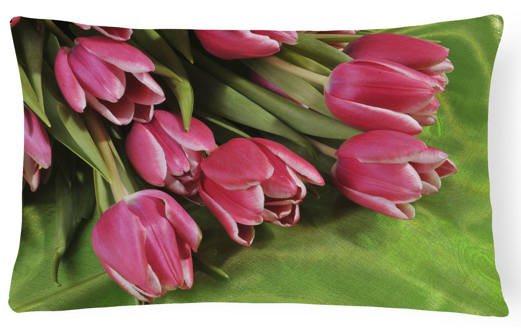 Pink Tulips Fabric Decorative Pillow APH5048PW1216 by Caroline's Treasures