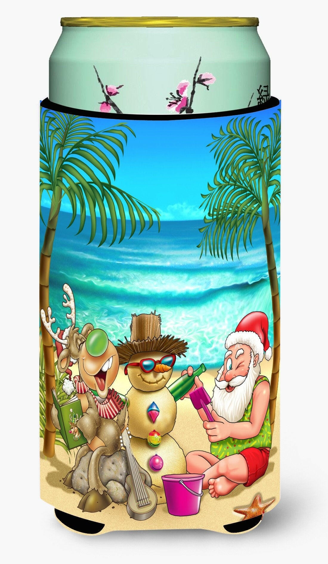 Beach Christmas Santa Claus and Sandman Tall Boy Beverage Insulator Hugger APH5148TBC by Caroline's Treasures