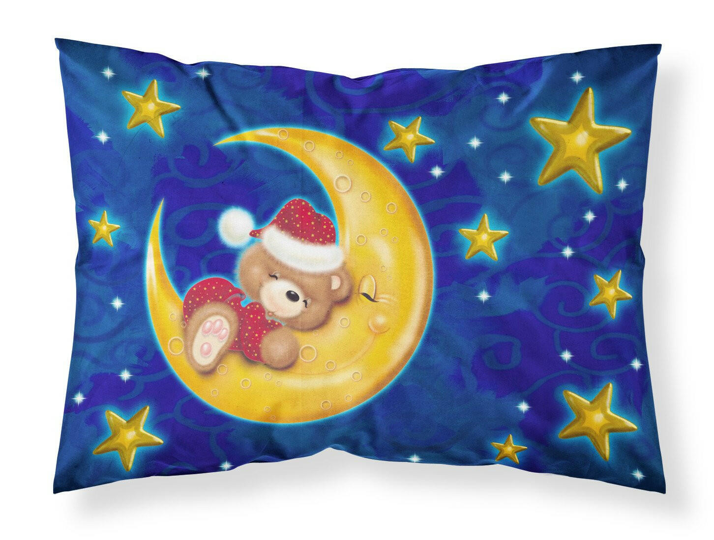 Bear Sleeping in the Moon and Stars Fabric Standard Pillowcase APH514BPILLOWCASE by Caroline's Treasures