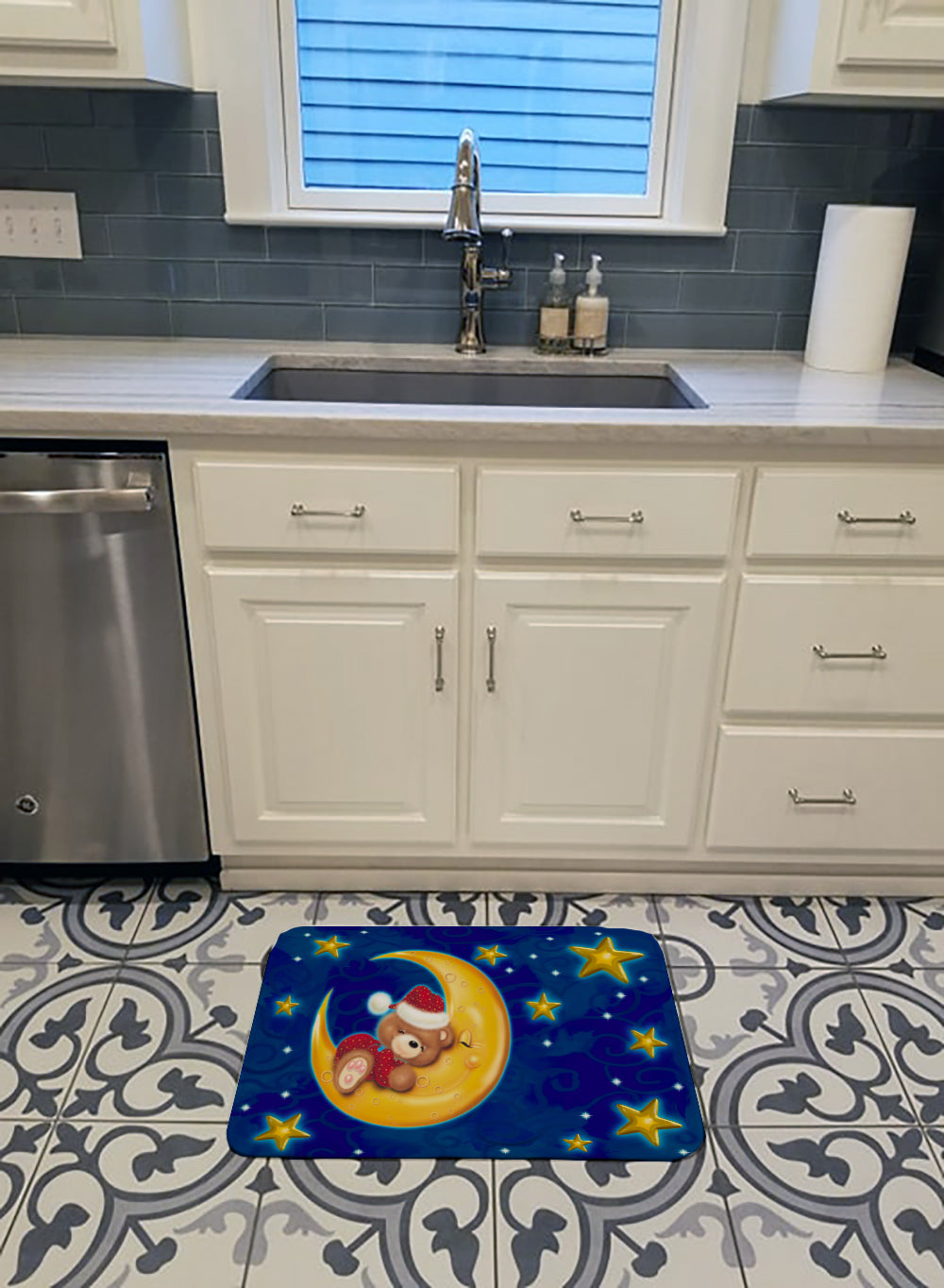 Bear Sleeping in the Moon and Stars Machine Washable Memory Foam Mat APH514BRUG - the-store.com