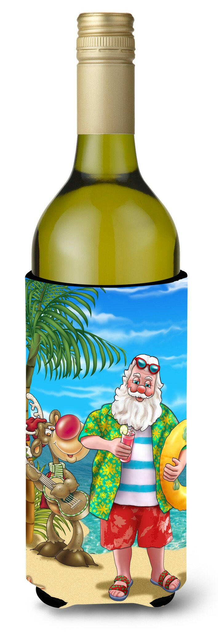 Beach Christmas Santa Claus Swimming Wine Bottle Beverage Insulator Hugger APH5150LITERK by Caroline&#39;s Treasures