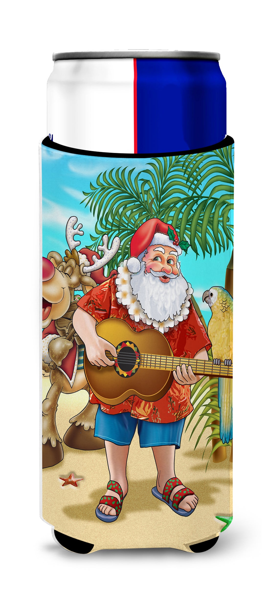 Beach Christmas Santa Claus Island Time Ultra Beverage Insulators for slim cans APH5151MUK  the-store.com.