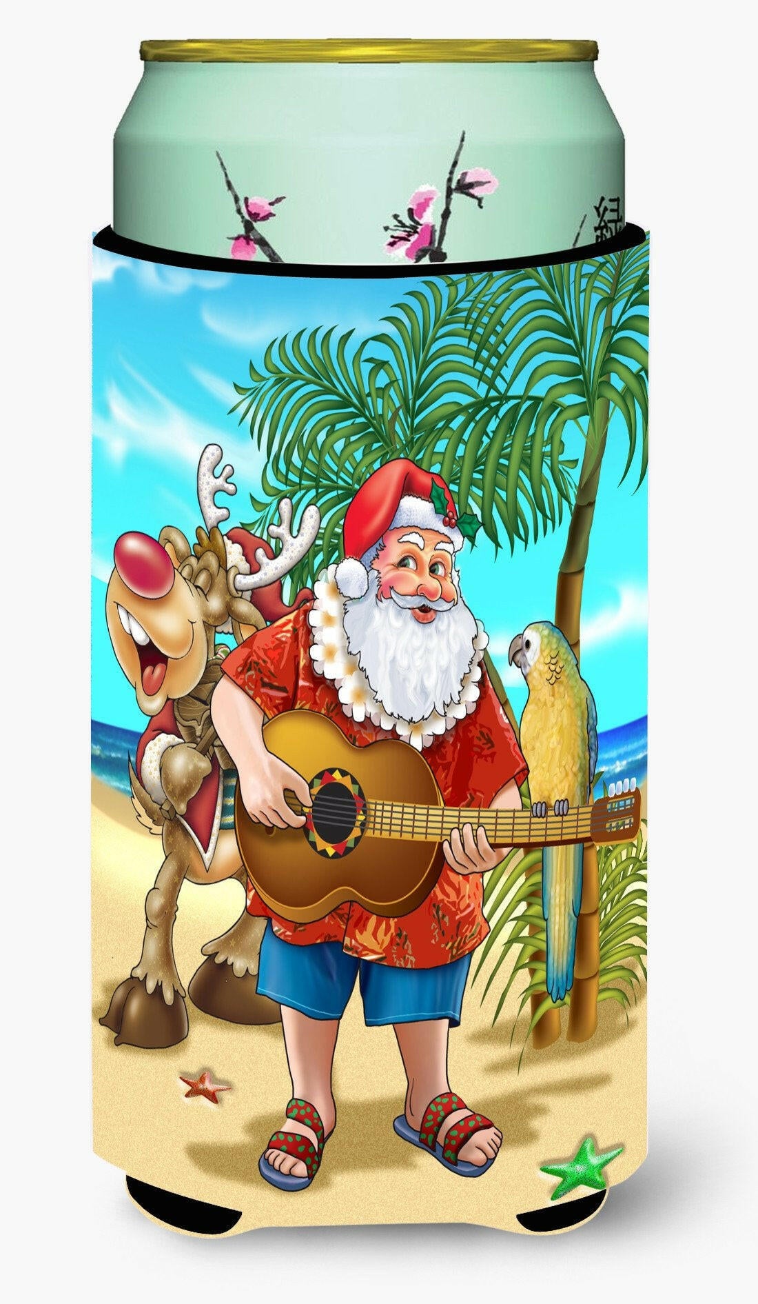 Beach Christmas Santa Claus Island Time Tall Boy Beverage Insulator Hugger APH5151TBC by Caroline's Treasures