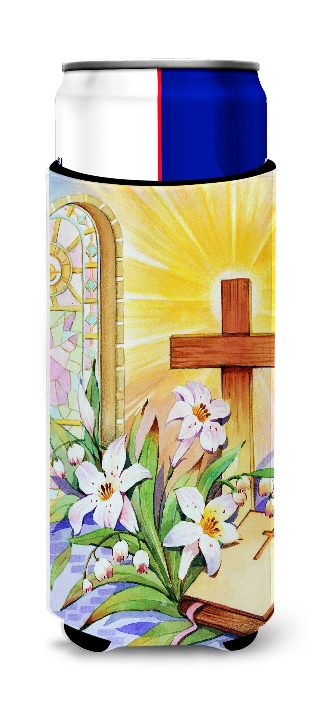 Easter Cross and Bible in Stain Glass Window Ultra Beverage Insulators for slim cans APH5433MUK
