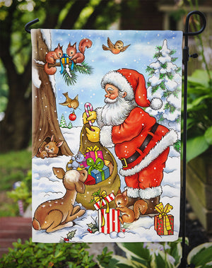 Christmas Santa Claus handing out presents Flag Garden Size APH5444GF