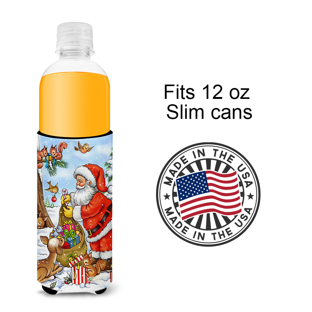 Christmas Santa Claus handing out presents Ultra Beverage Insulators for slim cans APH5444MUK