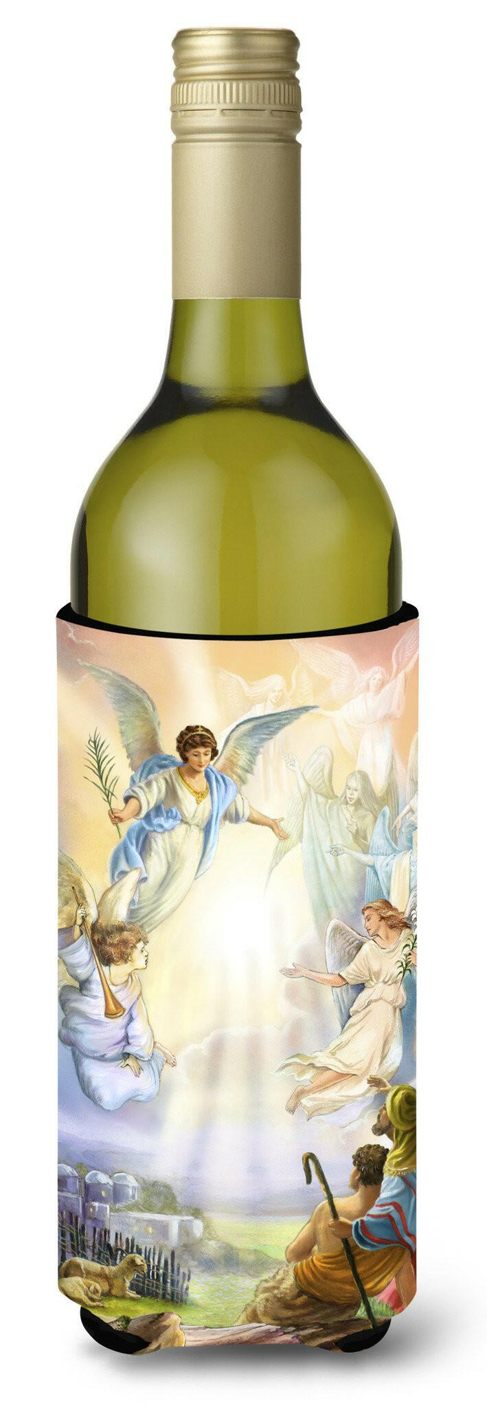 The Shepherds and Angels Appearing Wine Bottle Beverage Insulator Hugger APH5469LITERK by Caroline's Treasures