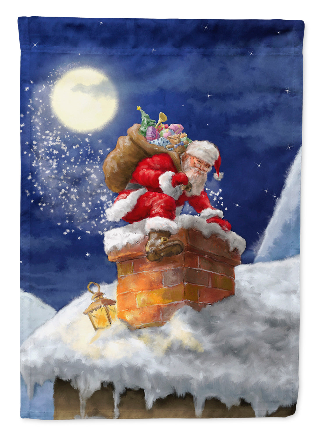 Christmas Santa Claus in the Chimney Flag Garden Size APH5479GF.