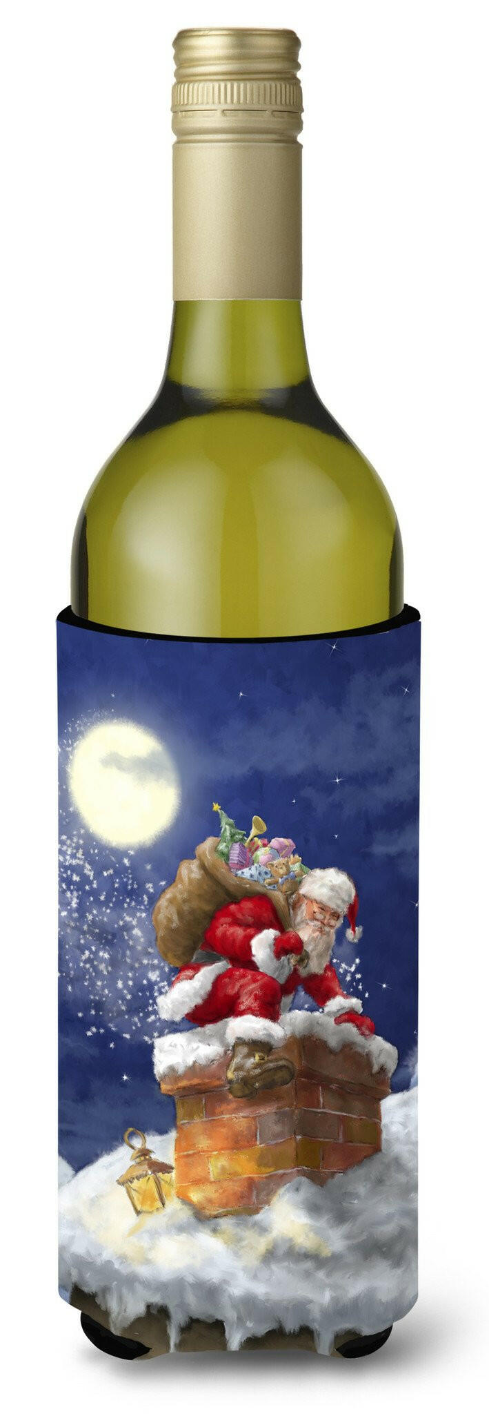 Christmas Santa Claus in the Chimney Wine Bottle Beverage Insulator Hugger APH5479LITERK by Caroline&#39;s Treasures