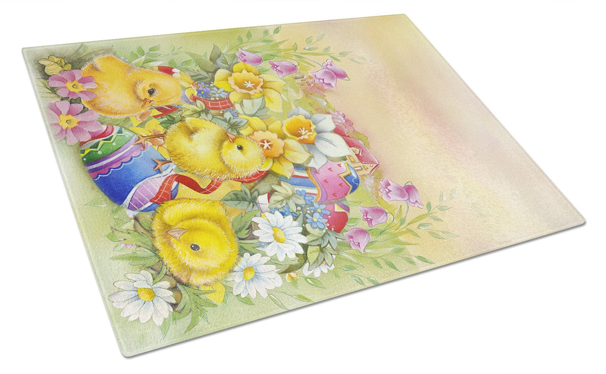 Easter Chicks and Eggs Glass Cutting Board Large APH5613LCB by Caroline&#39;s Treasures