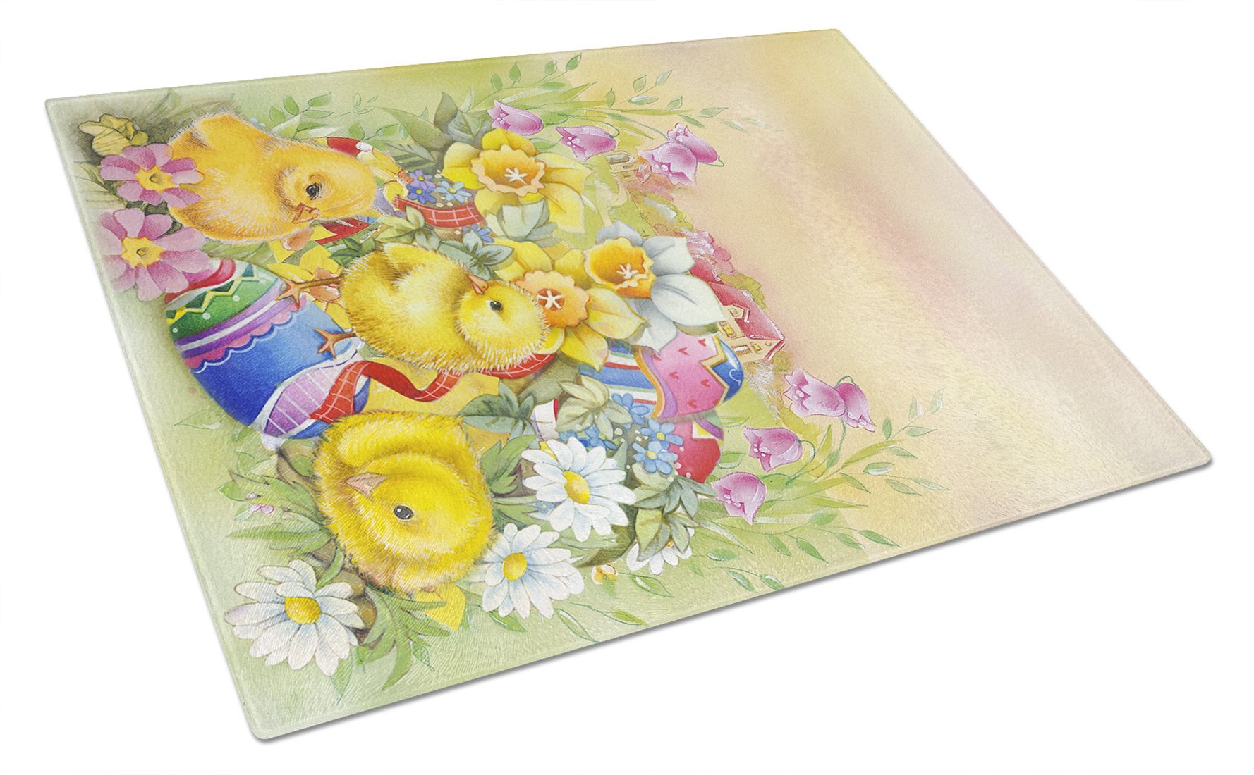 Easter Chicks and Eggs Glass Cutting Board Large APH5613LCB by Caroline's Treasures