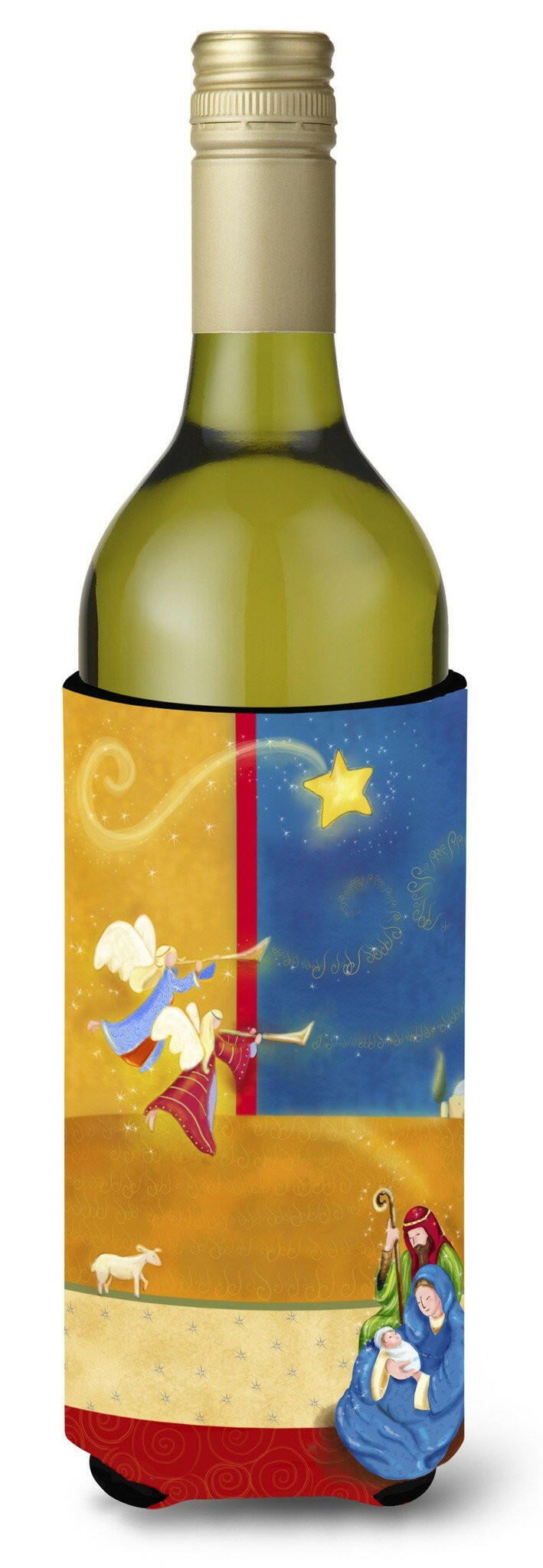Contemporary Nativity Christmas Wine Bottle Beverage Insulator Hugger APH5626LITERK by Caroline&#39;s Treasures
