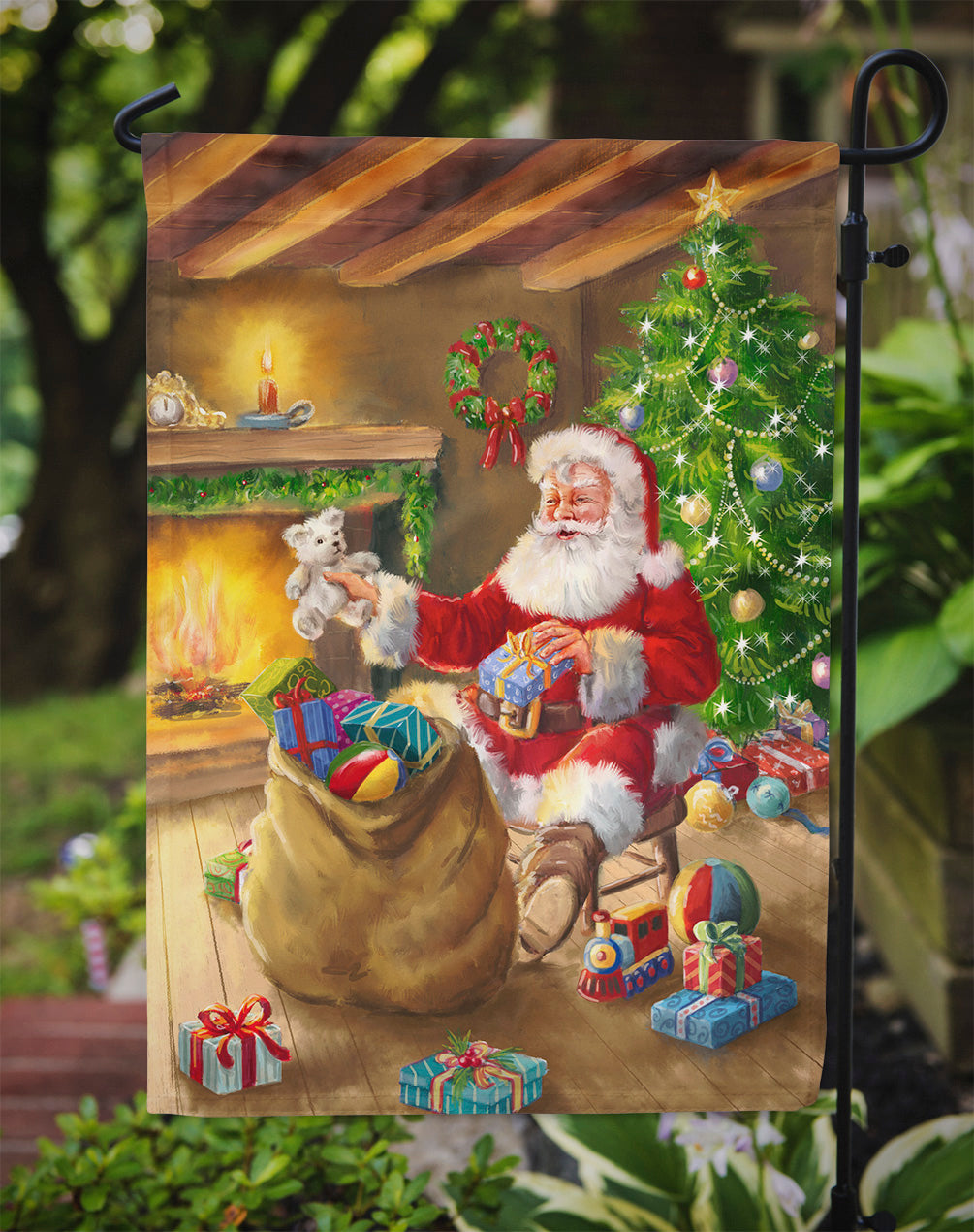 Christmas Santa Claus Unloading Toys Flag Garden Size APH5793GF
