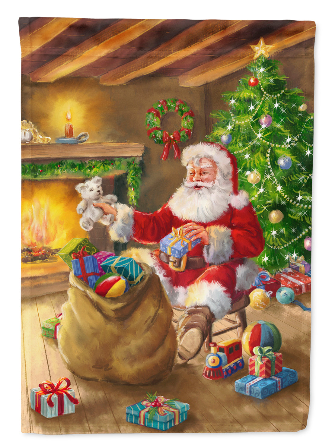 Christmas Santa Claus Unloading Toys Flag Garden Size APH5793GF.