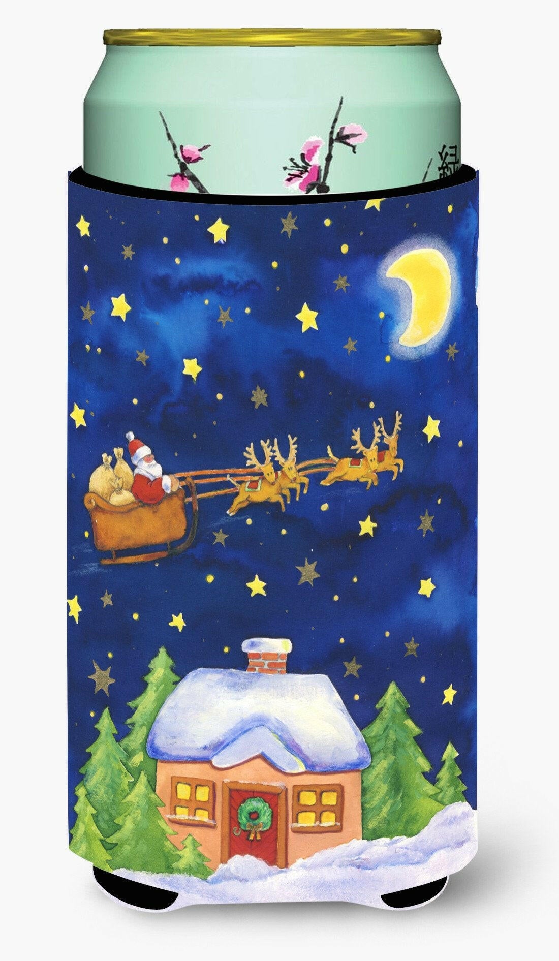 Christmas Santa Claus Across the Sky Tall Boy Beverage Insulator Hugger APH5898TBC by Caroline's Treasures