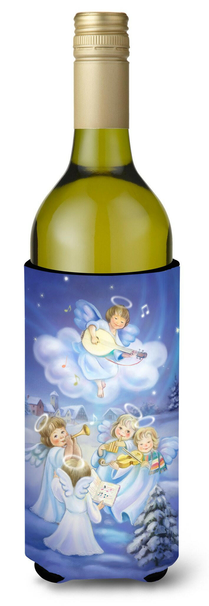 Angels around the Tree Wine Bottle Beverage Insulator Hugger APH6028LITERK by Caroline&#39;s Treasures