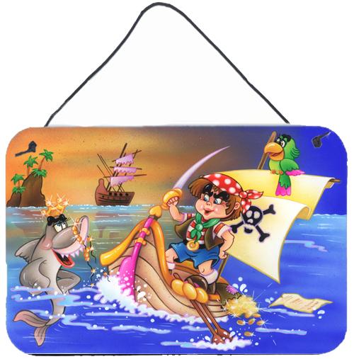 Boy Playing Piriate with Dolphin Wall or Door Hanging Prints by Caroline&#39;s Treasures