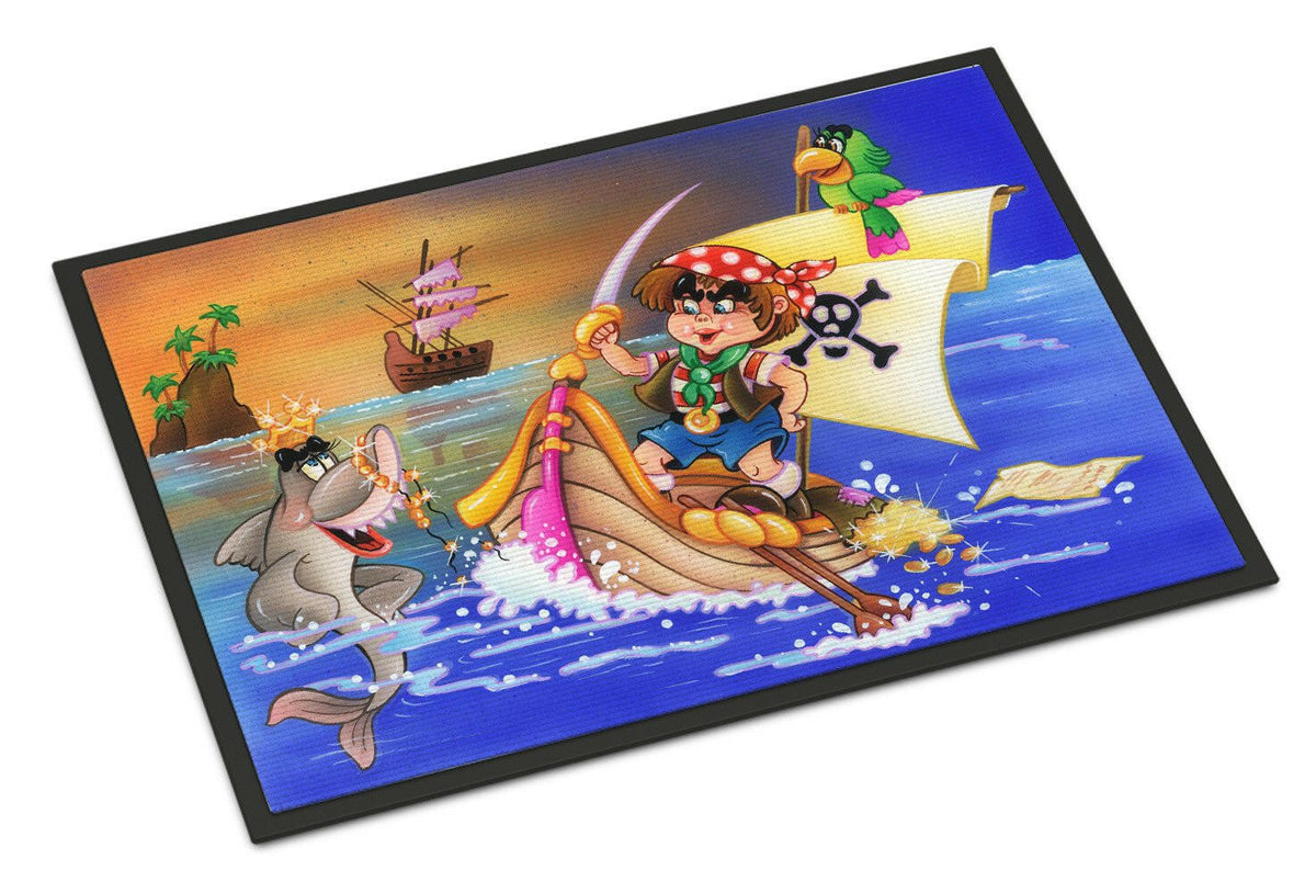 Boy Playing Piriate with Dolphin Indoor or Outdoor Mat 24x36 APH6105JMAT - the-store.com